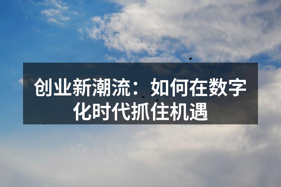 创业新潮流：如何在数字化时代抓住机遇