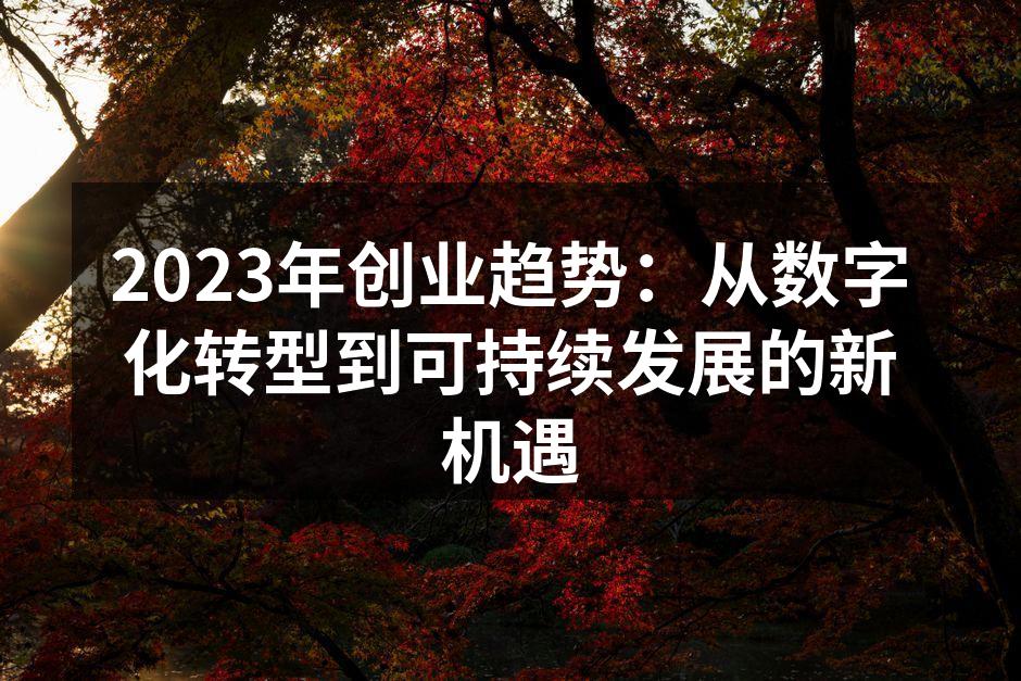 2023年创业趋势：从数字化转型到可持续发展的新机遇